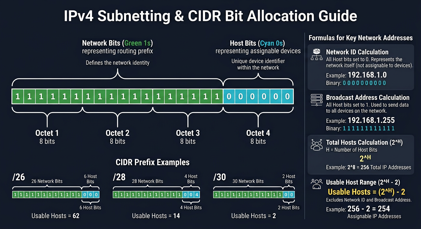 IPv4 Subnetting & CIDR Bit Allocation Guide Architecture Diagram